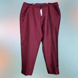 Talbots Heritage Wine Colored Relaxed, Silk & Cotton Trousers, Women's 22W
